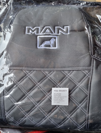 Чехлы MAN TGL 1+1 POMБ экокожа серая , нить серая Премиум
