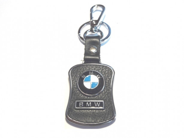 Брелок карабин (метал+кожа) BMW