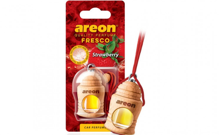 Ароматизатор подвесной AREON FRESCO флакон с деревянной крышкой Strawberry (12шт)