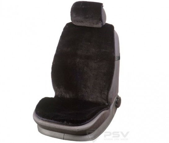 Накидка на сиденье из овечьей шерсти PSV JOLLY WOOL (черная) 118х55/25х32