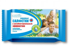 Салфетки влажные VESTAR с антибактериальным эффектом 70 шт., шт