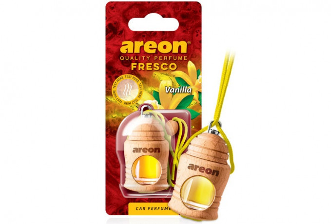 Ароматизатор подвесной AREON FRESCO флакон с деревянной крышкой Vanilla (12шт)