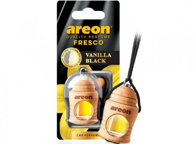 Ароматизатор подвесной AREON FRESCO флакон с деревянной крышкой Vanilla Black (12шт)