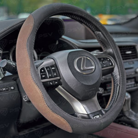 Оплетка на руль PSV ALCANTARA Fiber (Черно-Коричневый) М, экокожа