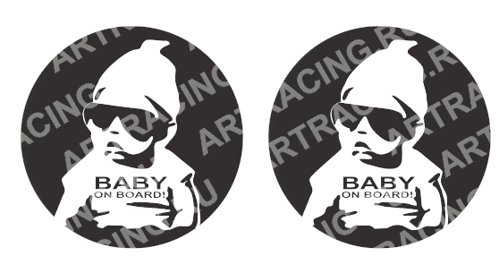 Наклейка "Baby on board (черные очки)" D-25мм круг 2шт 18-355