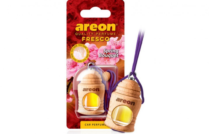 Ароматизатор подвесной AREON FRESCO флакон с деревянной крышкой Цветочный букет (12шт)