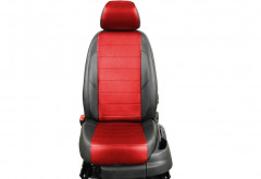 Чехлы Renault Logan I/Duster 1./ Sandero I./Nissan Terrano III/ Almera III (G15). экокожа красная ПЕРЕД (2 места), пар