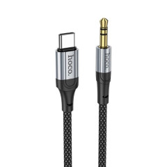 Кабель Aux Jack 3.5 - Type-C USB-C HOCO UPA26 1м плетеный черный, шт