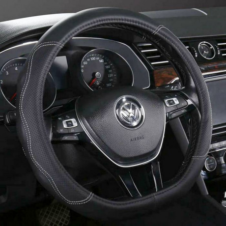 Оплетка кожаная PSV KONTROL CORNER со скошенным низом (Черный/Отстрочка белая) M, с перфорацией