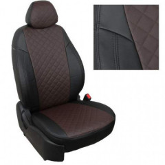 Чехлы Renault Duster с 11-14г./Renault Sandero I с 09-14г./Nissan Terrano III с 12-14г. РОМБ экокожа шоколад, нить шоколад  Премиум, компл