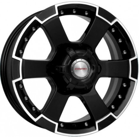 Автодиск R16 7J 6x139,7 ET38 D92,5 КиК M56  Литой / Черный с полированной лицевой поверхностью