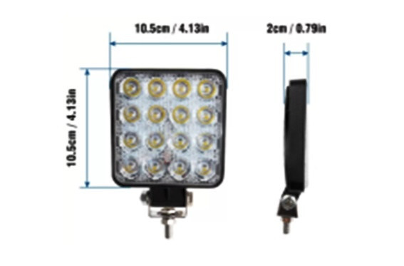 Фара светодиодная EA241103 48w квадрат 16 диодов (9-30V) 11*11*2см