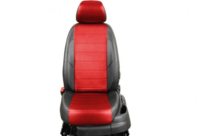 Чехлы на сидения Mitsubishi Lancer X 2007-2010 г. Sd экокожа красная Премиум