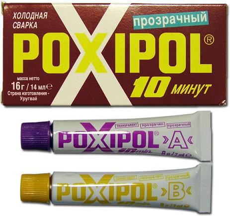 Холодная сварка 2-х компонентная металлик (14 мл.)  POXIPOL красная