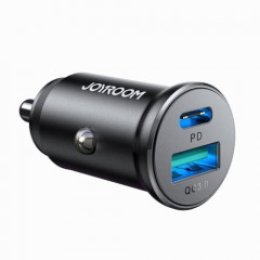 Автомобильное зарядное устройство Joyroom JR-CCN05 Mini Metal PD 30W+QC3.0 / Type-C USB-C+USB черное, шт