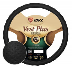 Оплетка на руль PSV VEST (EXTRA) PLUS Fiber (Черный) XL, экокожа, шт
