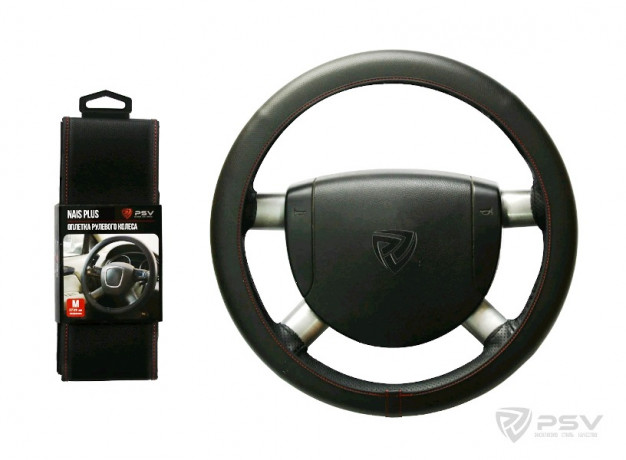 Оплетка  PSV NAIS PLUS (ЧЕРНЫЙ/Отстрочка КРАСНАЯ) кожа M