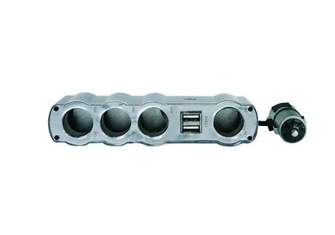 Разветвитель на 4 прикуривателя  WF-4008+2USB