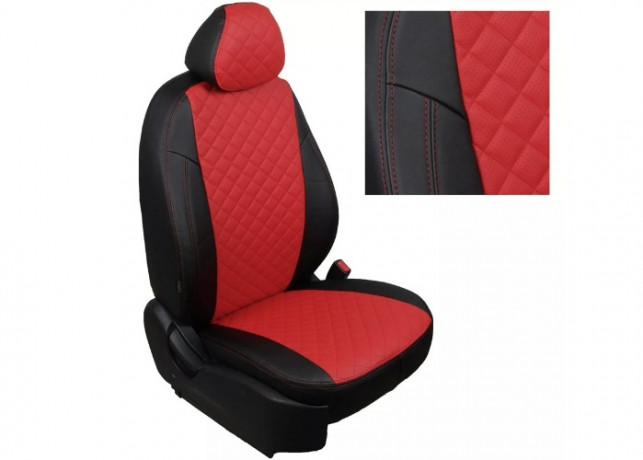 Чехлы Renault Duster с 11-14г./Renault Sandero I с 09-14г./Nissan Terrano III с 12-14г. РОМБ экокожа