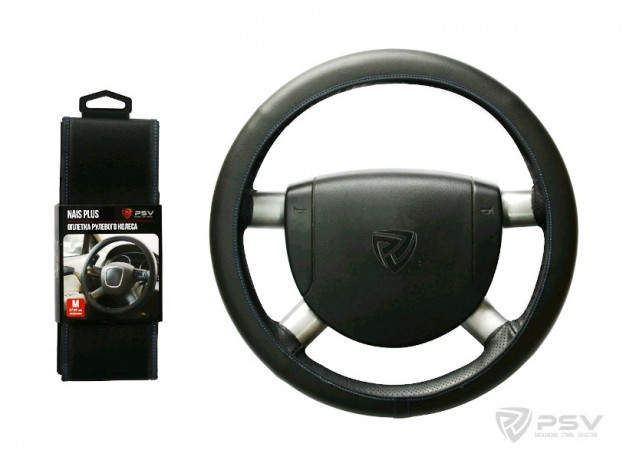 Оплетка  PSV NAIS PLUS (ЧЕРНЫЙ/Отстрочка СИНЯЯ) кожа M
