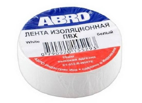 Изолента ABRO белая  19мм х 9,1м