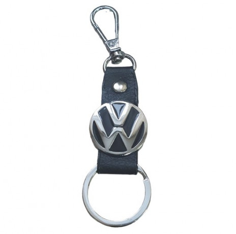 Брелок кожа 2- х сторонний, круглый, карабин VOLKSWAGEN