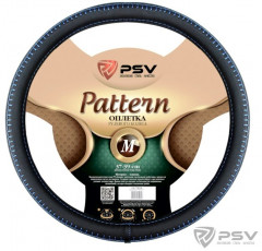 Оплетка на руль PSV PATTERN Fiber (ЧЕРНЫЙ/ОTСТРОЧКА СИНЯЯ) кожа М, шт