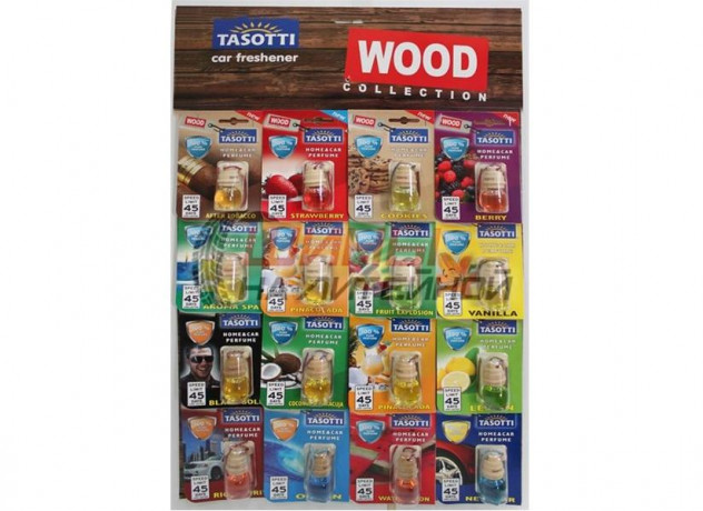 Ароматизатор подвесной TASOTTI WOOD деревянная крышка на плакате 16шт