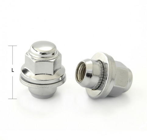 Гайка M12X1,50 37,5мм Прессшайба, носик 18,5мм, закр кл21мм, плоская Хром MATRIX 723845 Cr