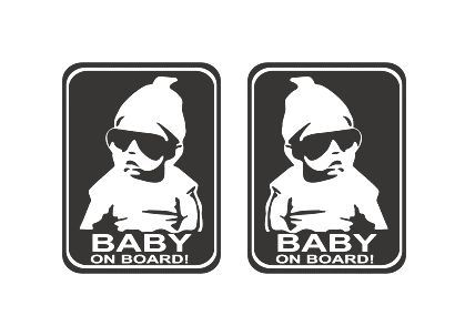 наклейка  "Baby  on board (черные очки)", 100*150, черный фон (47-019-001)