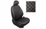 Чехлы Chevrolet AVEO SD С 03-12Г. РОМБ экокожа черная, красная нить  2/3