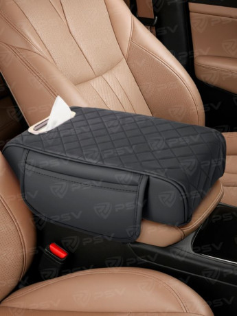 Накладка на подлокотник PSV Pillow с отделением для салфеток (Черный), экокожа  139426