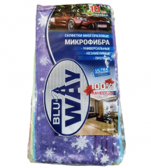 Салфетка из микрофибры 30х30 BLU WAY набор из 10 штук , упак