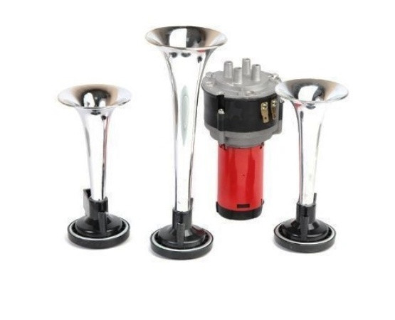 Сигнал 3х рожковый,MASS (12V)  хром с мощным компрессором  JGR-603