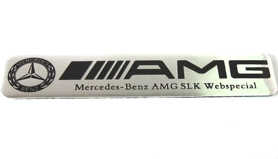 Наклейка на кузов "AMG Mercedes-Benz AMG SLK Webspecial" металлическая 2,5х12,0см